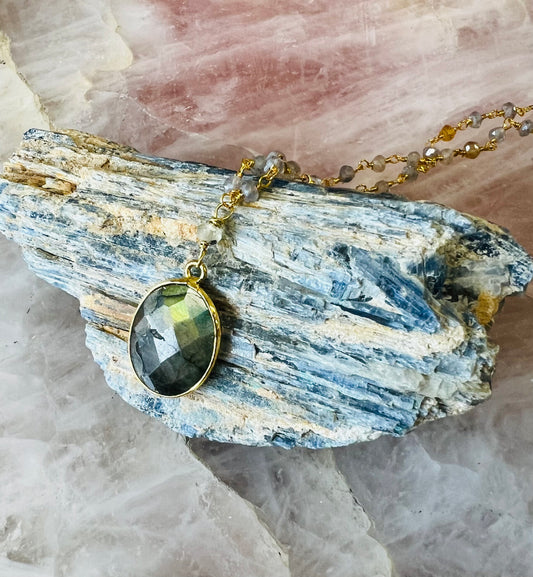 Labradorite Oval Beaded Necklace