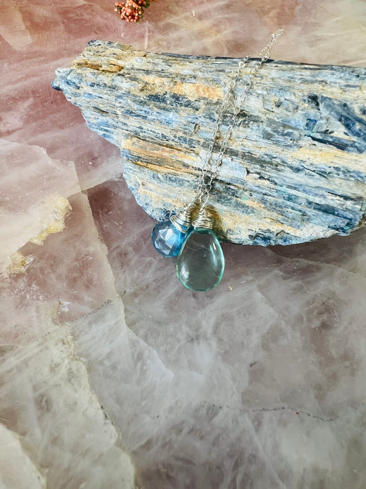 Blue Topaz and Green Fluorite Necklace